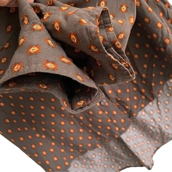 VELVET HEART Printed Button Front Long Sleeve Blouse Brown S - Picture 6 of 7